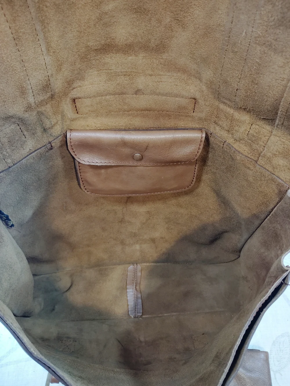 Genuine Leather Messenger/Crossbody Bag in Brown with Pouch/Wristlet Clutch
